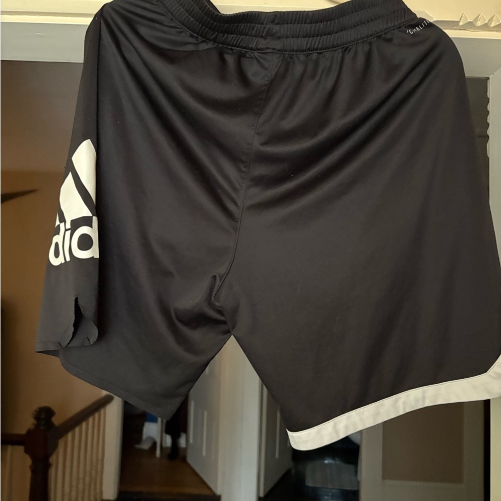 Adidas Black and White Athletic Shorts Moisture-Wicking Design